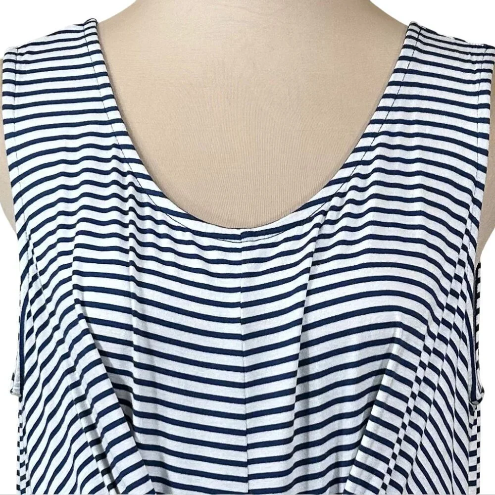 C Est. 1946 NWT Navy Blue White Stripe Sleeveless Tie Accent Dress Size 14/16W - Picture 4 of 9
